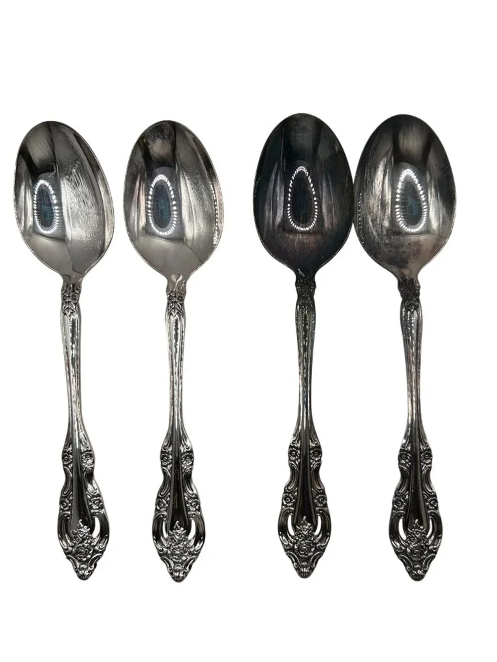 Set Of 4 Oneida Silverplate Silver Artistry Pattern Soup Spoons Discontinued 196